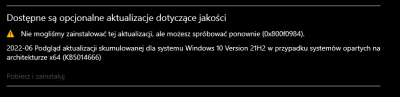 aktualizacja  KB5014666 windowsa nie działa